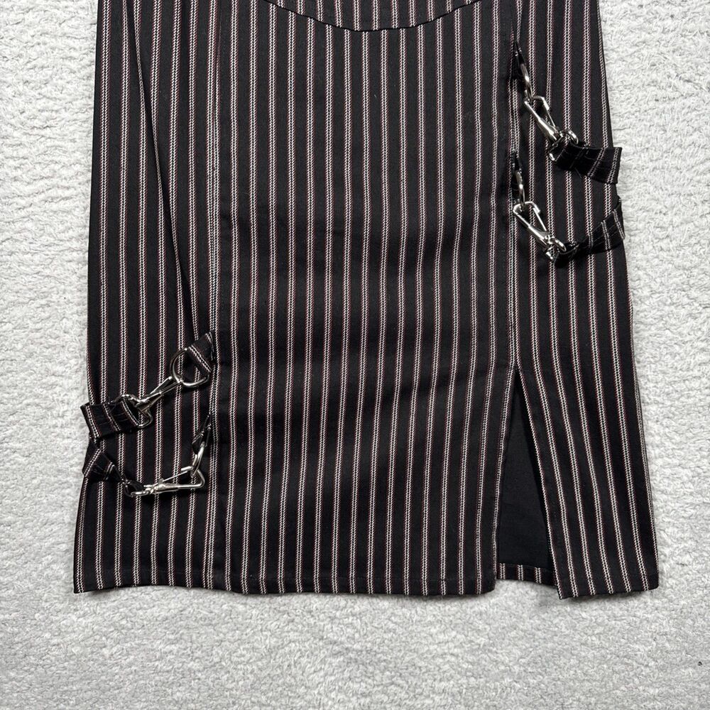 VINTAGE Y2K 90s Lip Service BLACK Pinstripe BONDAGE DRESS Size M Goth Punk Rare - Picture 3 of 16